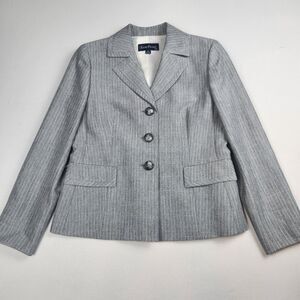 Evan Picone Blazer Womens 6P Gray Striped OfficeChic Business DressyCasual